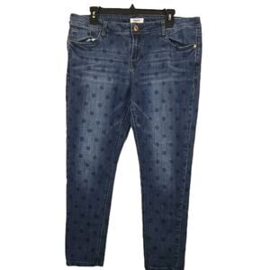 Kensie Jeans Effortless Ankle Biter (32 X27) Women's Polka Dot Medium Wash Cotta